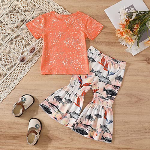 DDDHL 2023 Roupa para meninas de manga curta com estampa de peixe camiseta pulôver tops sino (vermel
