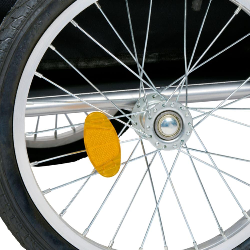 Dunlop Rimorchio Bici - Carrello per Bici per Oggetti per Bagagli Pieghevole - Carrello per Bicicletta con Catarifrangenti e Copertura Antipioggia Regolabile - Giallo