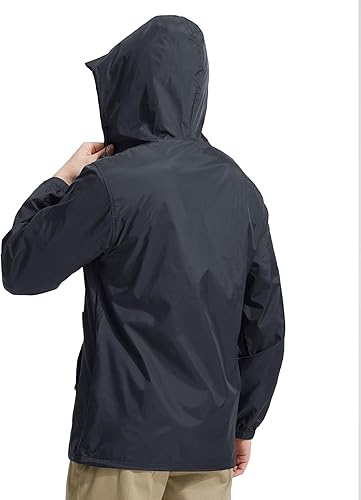 Miniatura 2 de SWISSWELL Chaqueta de lluvia para hombre impermeable, rompevientos, plegable, ligera, con capucha para golf, ciclismo, senderismo