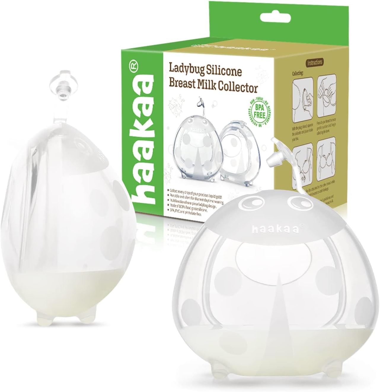 haakaa Ladybug Silicone Breast Milk Collector, Breast Shell & Milk