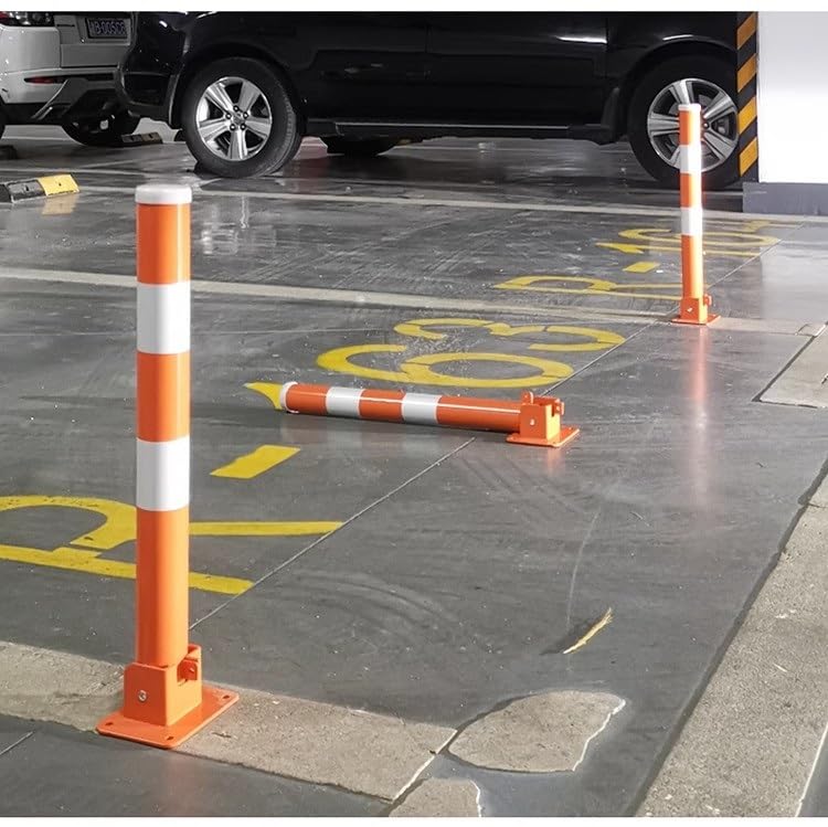 Generico Paletto di Sicurezza Pieghevole con Chiavi e Nastro Riflettente - Barriera Stradale in Acciaio Resistente per Un Controllo Sicuro del parcheggio in Aree ad Alto Traffico - Disponibile in Gri