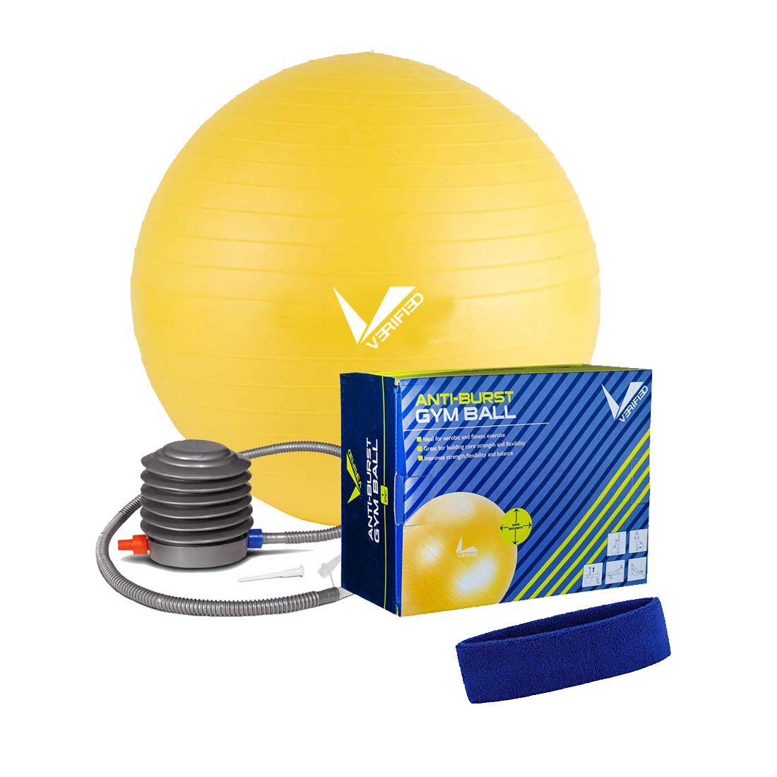 VERIFIED Plastic Yoga Gym Set with 65 CM Weighted Gym Ball and Charged Head Band PC Blue-picture-24