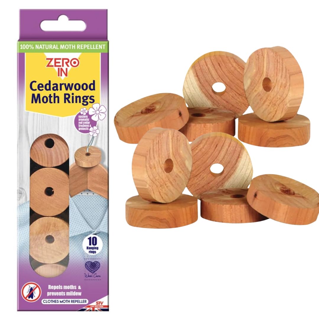 Citystores® ZI 10 Pack Cedar Wood Rings & 100% Natural Moth Repellent Organic Clothes Aromatic Cedar Rings Moth Killer Wardrobes Hanging Drawers Storage Boxes Protection Strong Scent