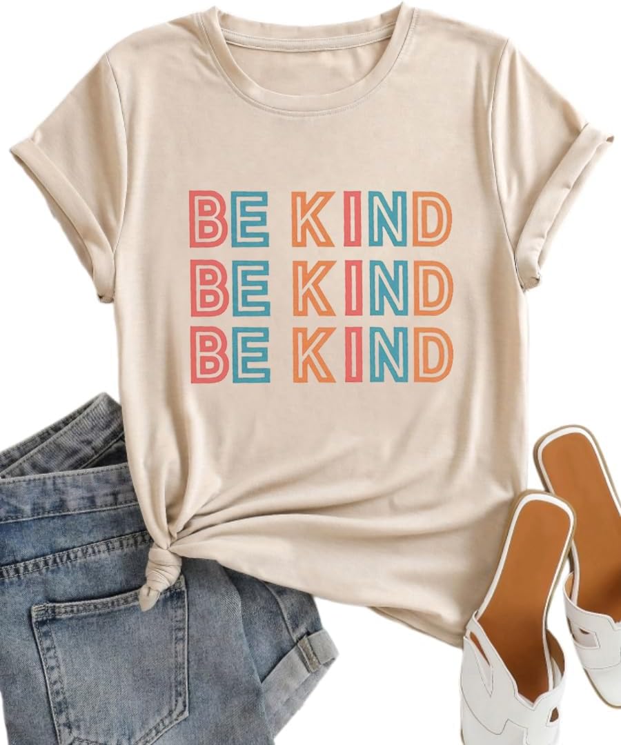 Kindness Shirt for Women Summer Casual Short Sleeve Inspirational Tee Tops