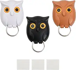3 porta-chaves autoadesivos magnéticos de coruja para decoração de casa