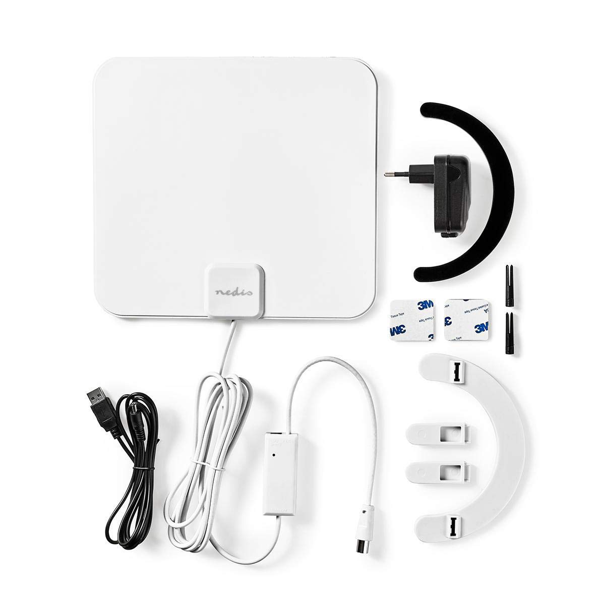 Antenne intérieure - Actif - FM/UHF/VHF - Gamme de réception: 0-25 km - LTE700 - Gain: 30 DB - ABS - Blanc