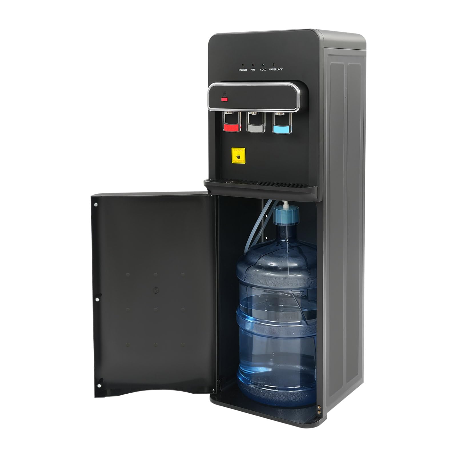 Fontana dell'acqua di carico inferiore a 3 temperature, erogatore di acqua calda (550 W) e fredda (75 W), con blocco di sicurezza, per casa, ufficio e dormitorio, nero