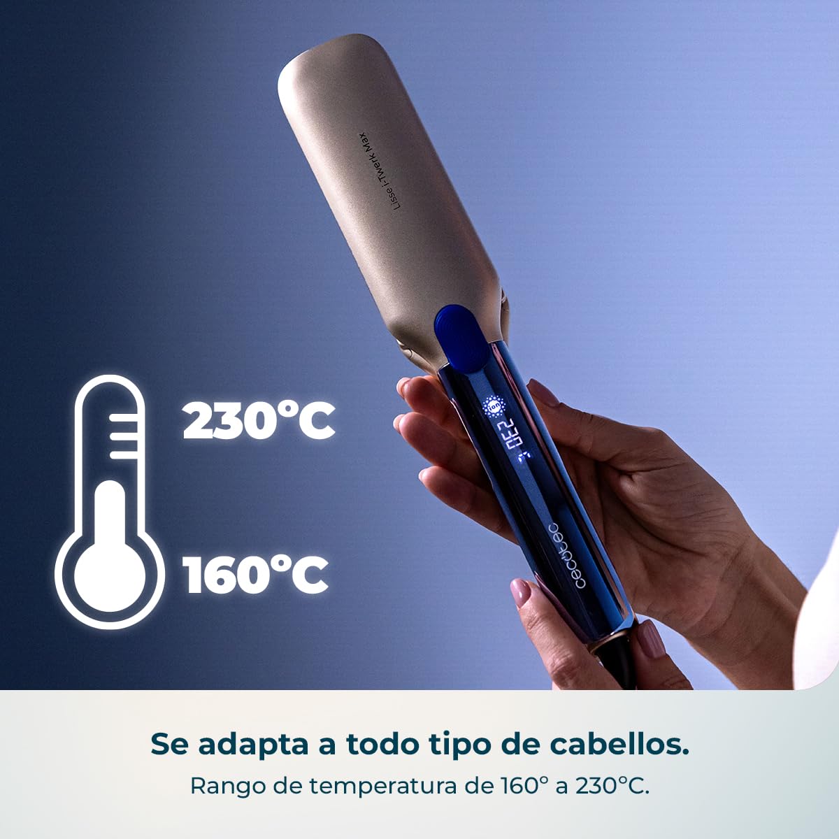 Cecotec Plancha de Pelo Placas Anchas y Vibratorias Lisse i-Twerk Max. Tecnología Infrarrojos e Iónica, 160º-230ºC, Revestimiento Cerámica y Turmalina, Calentamiento Rápido, Pantalla Integrada