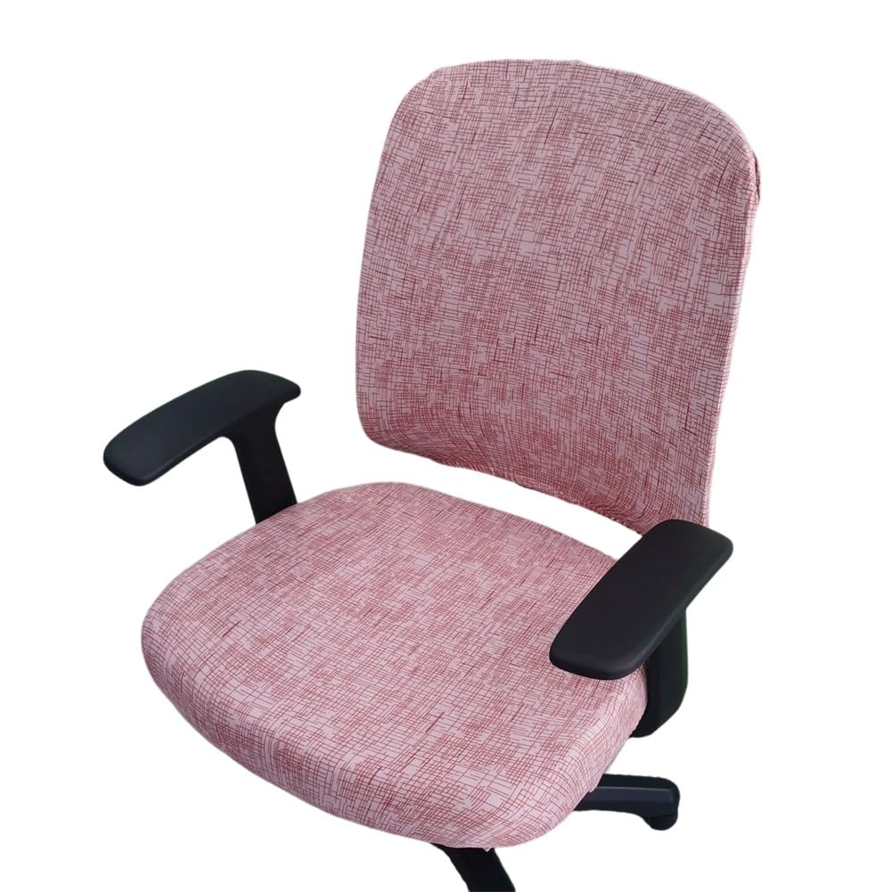 Morbuy 2pcs Funda Silla Escritorio de Split Estirable, Fundas Sillas Ajustables Funda Oficina Lavable y Cubierta Protectora Giratoria Silla para Silla de Ordenador Reposabrazos (Rojo marrón)