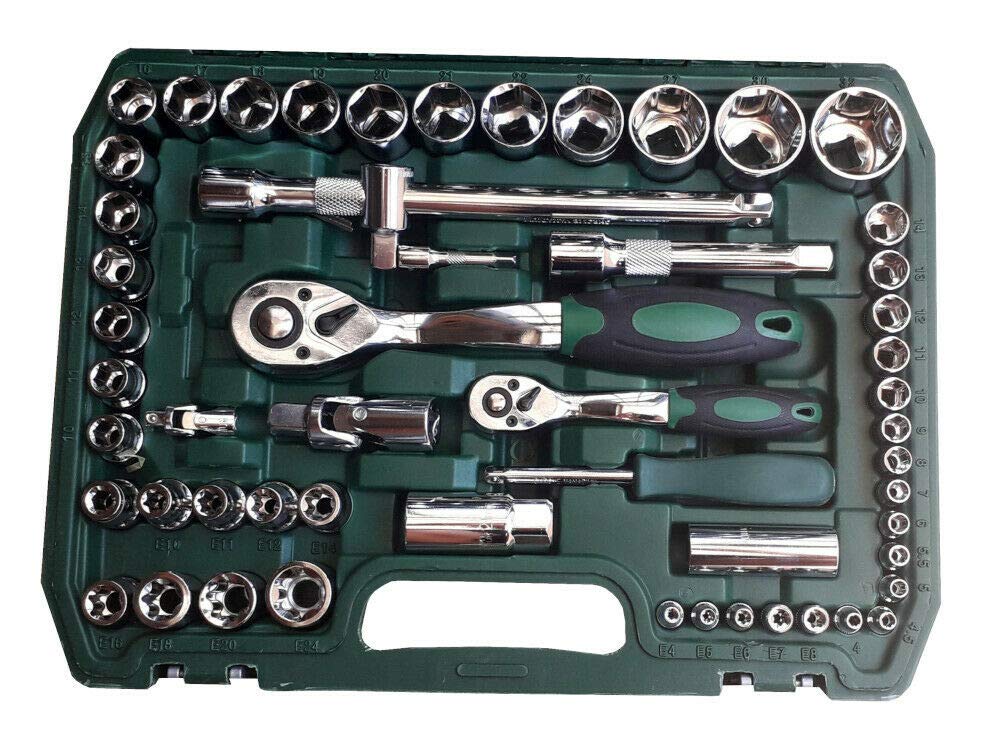 topolenashop Valigia set chiavi a bussola con cricchetto cromo vanadio CR-V bussole 108 pezzi
