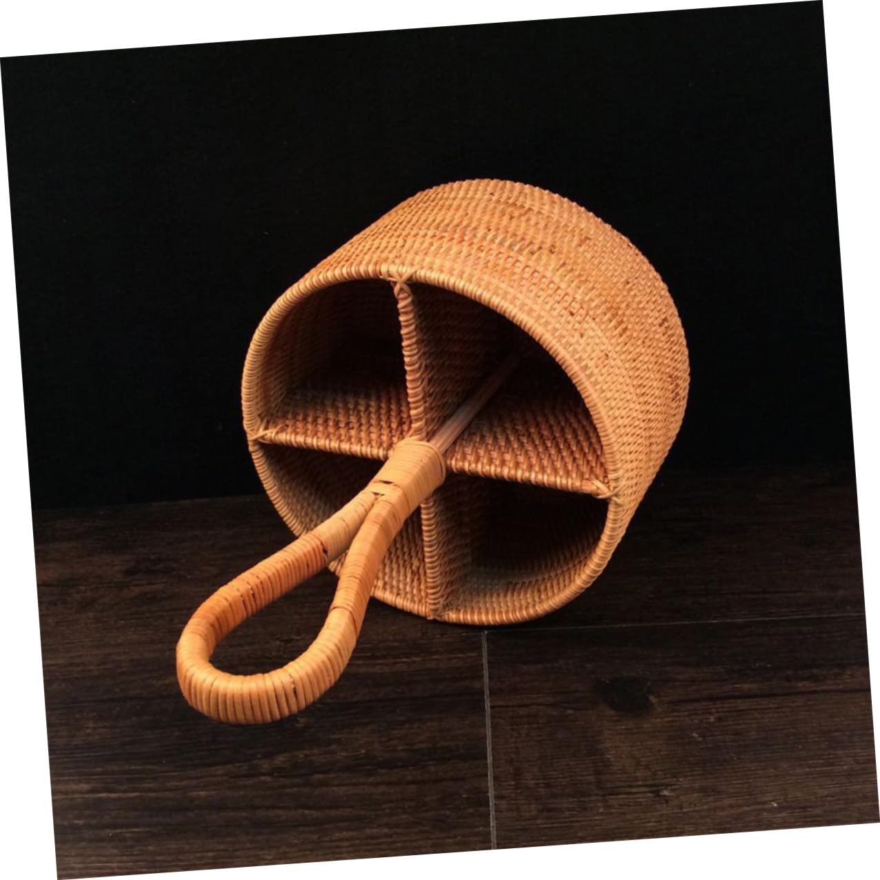 Aufbewahrungskorb aus Rattan für Schreibtisch und Homeoffice | Natürliche Flechtoptik, Leichtes Format für Kleine Utensilien, für Wohnbereich und Fotorequisiten