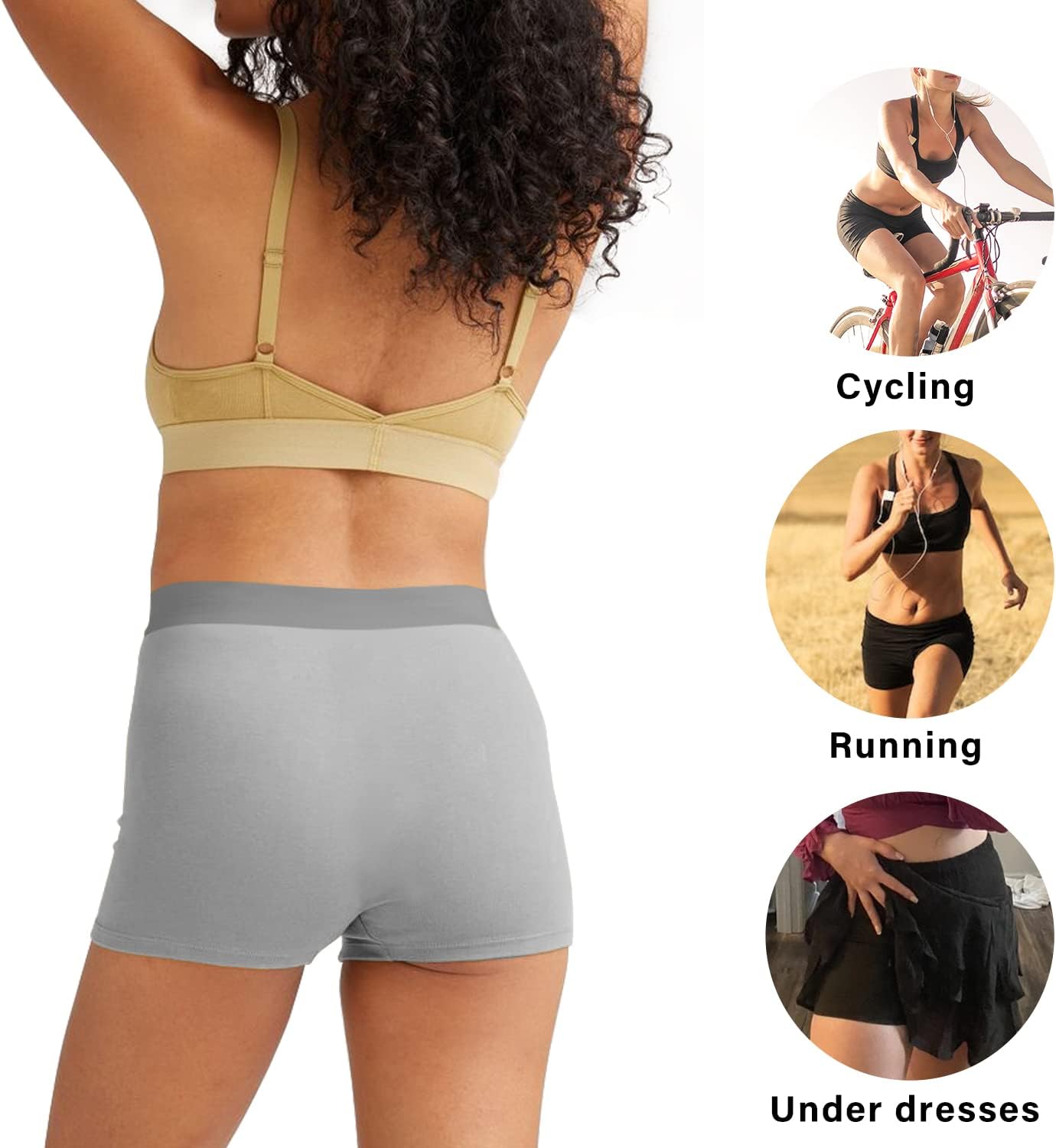 LALESTE Women Cotton Boxer Briefs 3" Inseam Boy Shorts Underwear Anti Chafing Shorts 5 Pack - Image 5