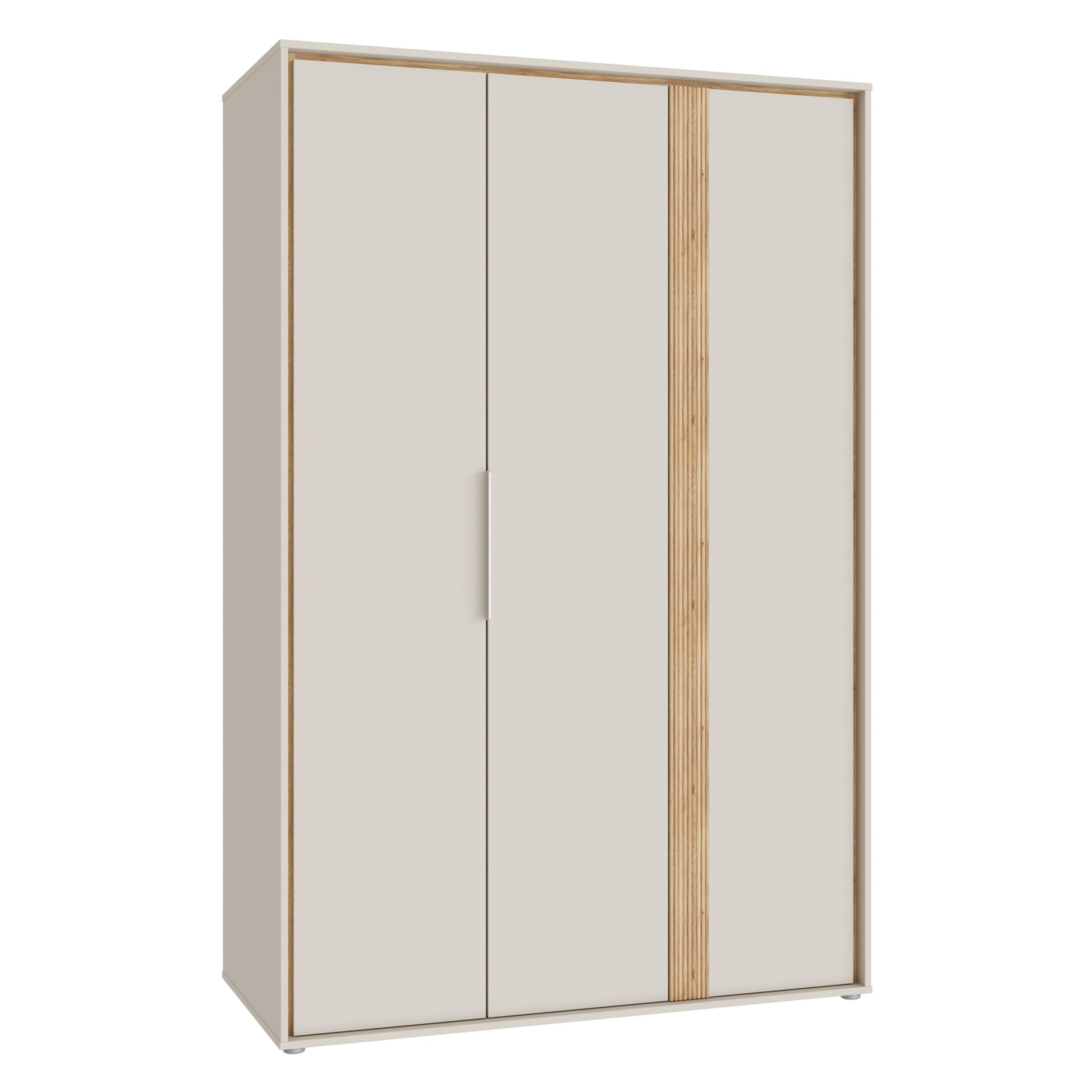Forte WEXLIN Kleiderschrank 120 130, moderner Kleiderschrank, 2 Drehtüren, Kinder- und Jugendzimmer, Holzwerkstoff, Kaschmir|Beige|Mauvella Eiche Holzdekor, 126,3 cm breit x 193,7 cm hoch x 60 cm tief