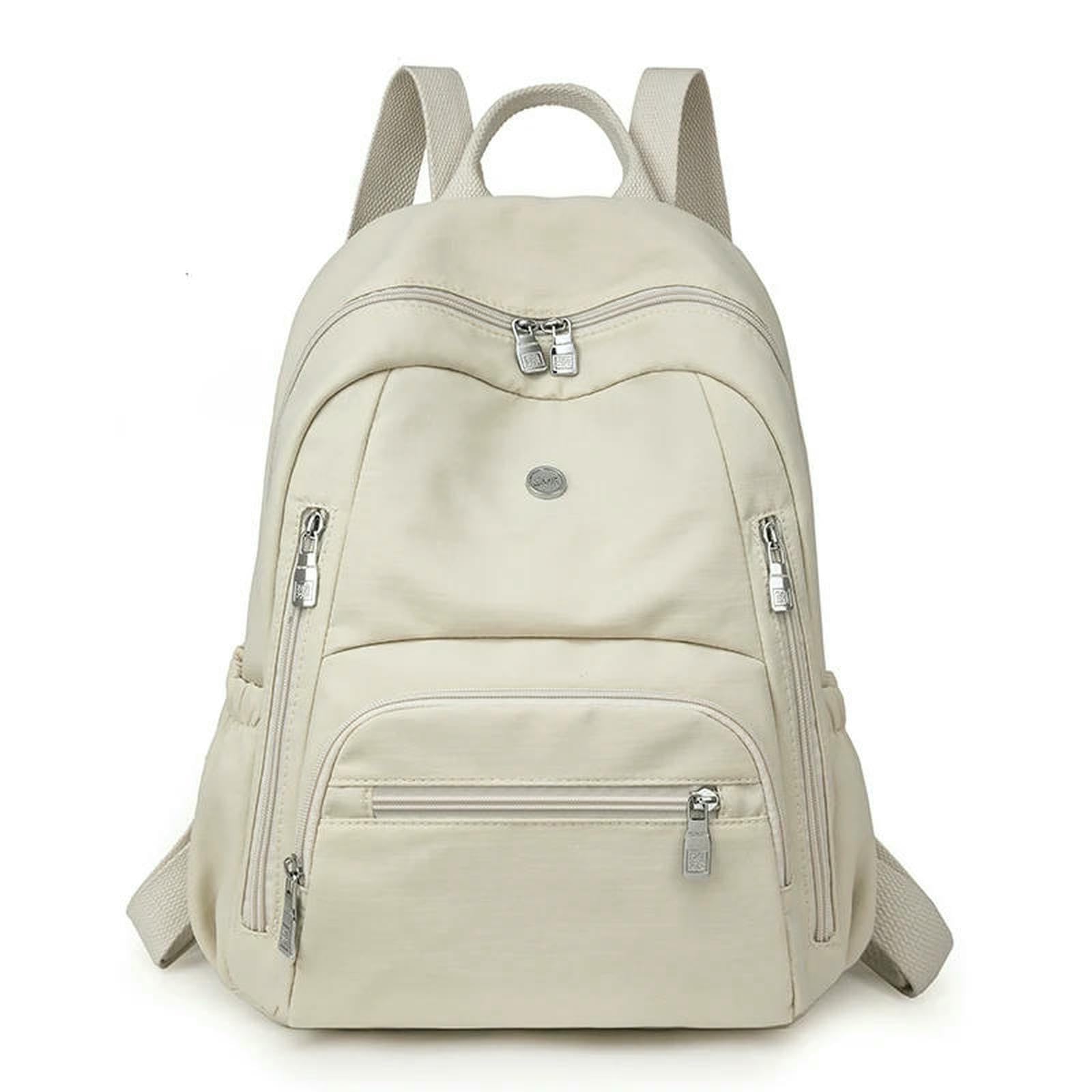 Fryloo Backpack Lightweight Waterproof Casual Nylon Large Capacity Daypack Bookbag For School And Travel Women-beige, Stylish Daily Rucksack