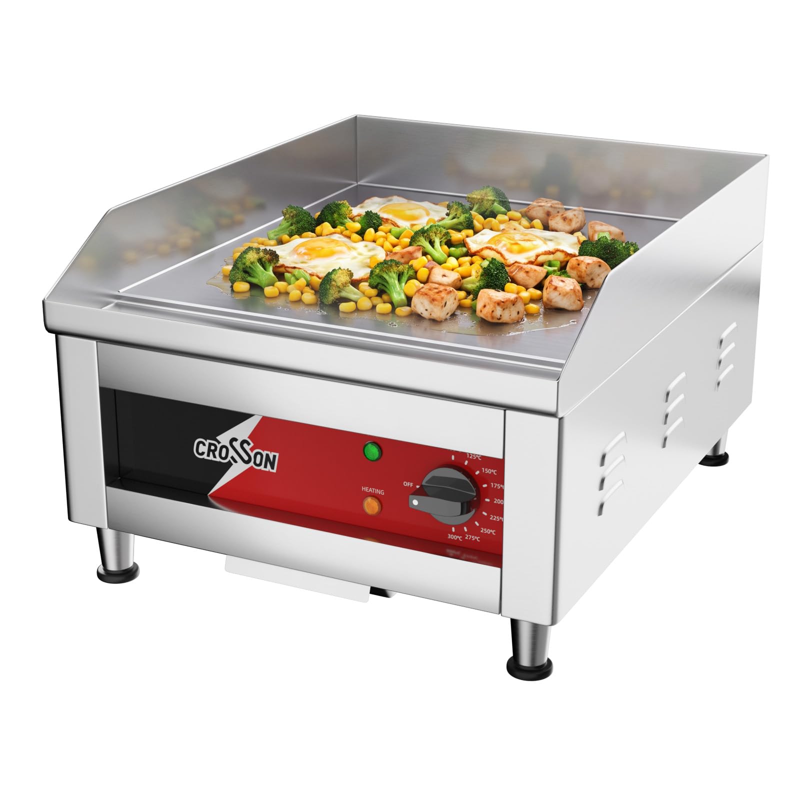 CROSSON 40 * 40CM Plaque chauffante électrique commerciale, gril plat avec plaque de cuisson en fer antiadhésif de 10 mm d’épaisseur pour restaurant et usage domestique -230V/2500W(EG-400C EU)