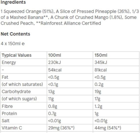 Innocents Smoothie multipack 4x150ml - 100% Natural Wholefood Blend (4 x 150ml, Oranges, Mangoes & Pineapples)