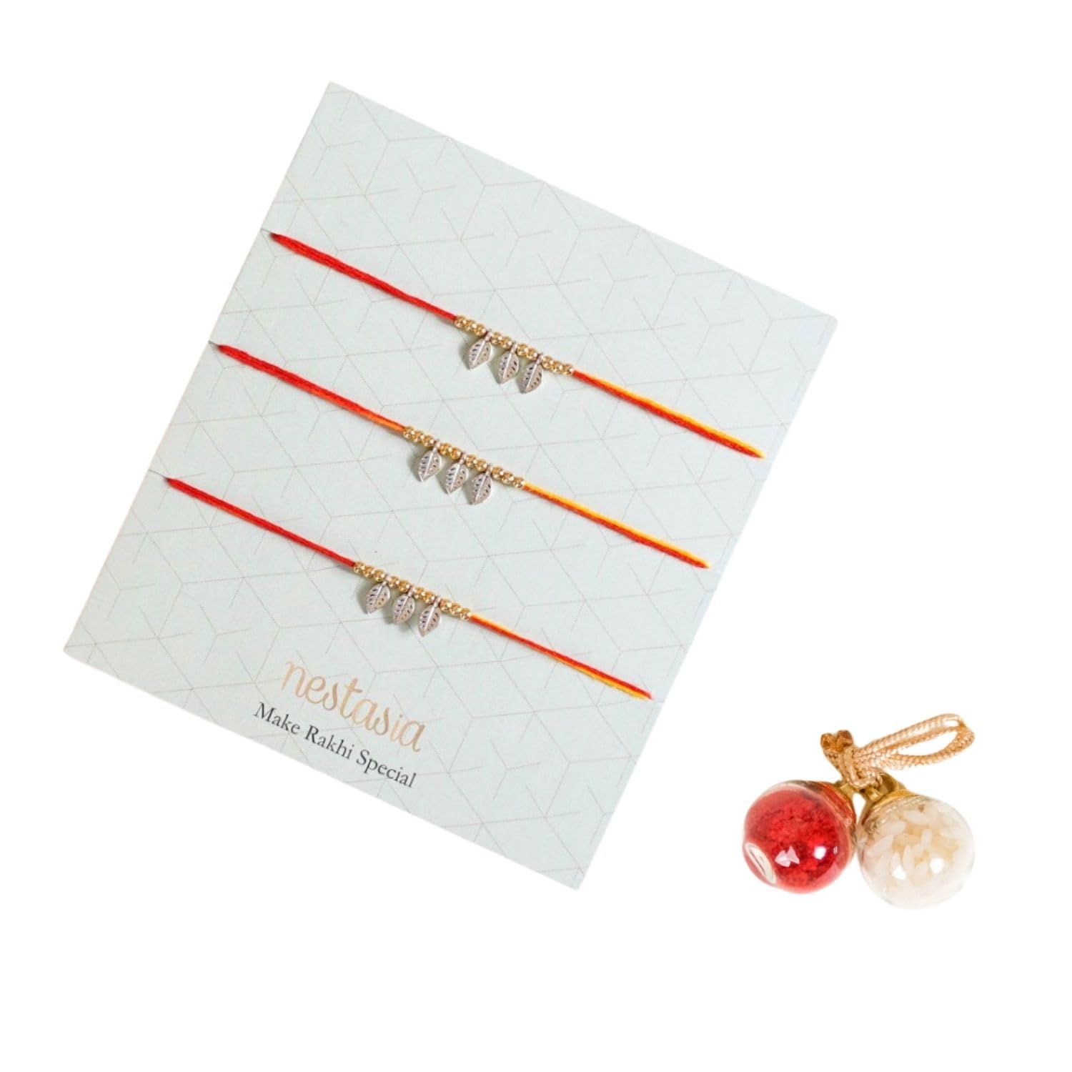 Nestasia Mens Traditional Moli Rakhi Gift Hamper Set | Rakhi Combo For Brother | 3 Rakhi With Roli-Chawal, Greeting Card & Gift Box - Perfect For Rakshabandhan (B0D6KG349W) Amazon Price History, Amazon Price Tracker