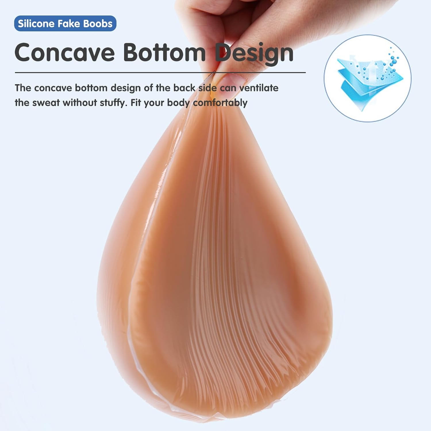Triangle Fake Boobs, 1 Pair Silicone Breast Forms Concave Bottom Bra Pad Enhancers for Crossdresser Transgender Mastectomy,C Cup,Non-Stick