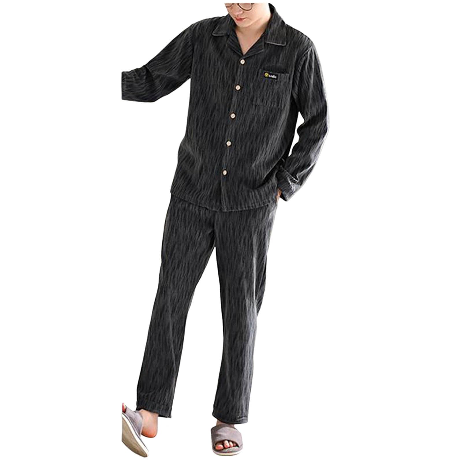 Genérico Pijama Hombre Otoño Invierno Terciopelo Alemán Manga Larga Conjunto Hogar Delgado Forro