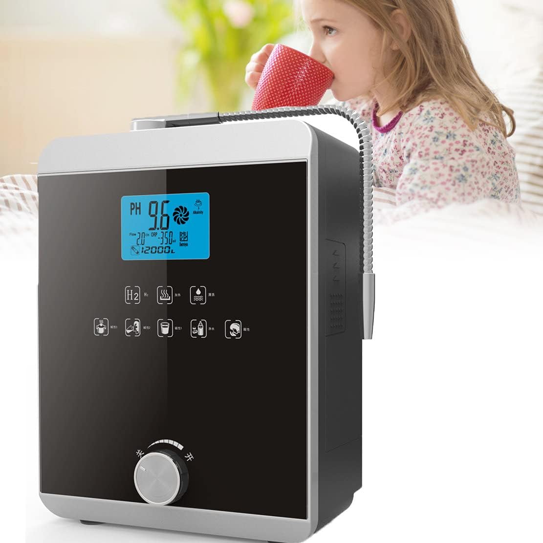 Alkaline Water Ionizer, Smart Home Water Ionizer Up to 800Mv Orp, Ph 3.5-10.5 Alkaline Acid Water Machine, Regulation Valve to Control Ph and Orp/Auto-Cleaning