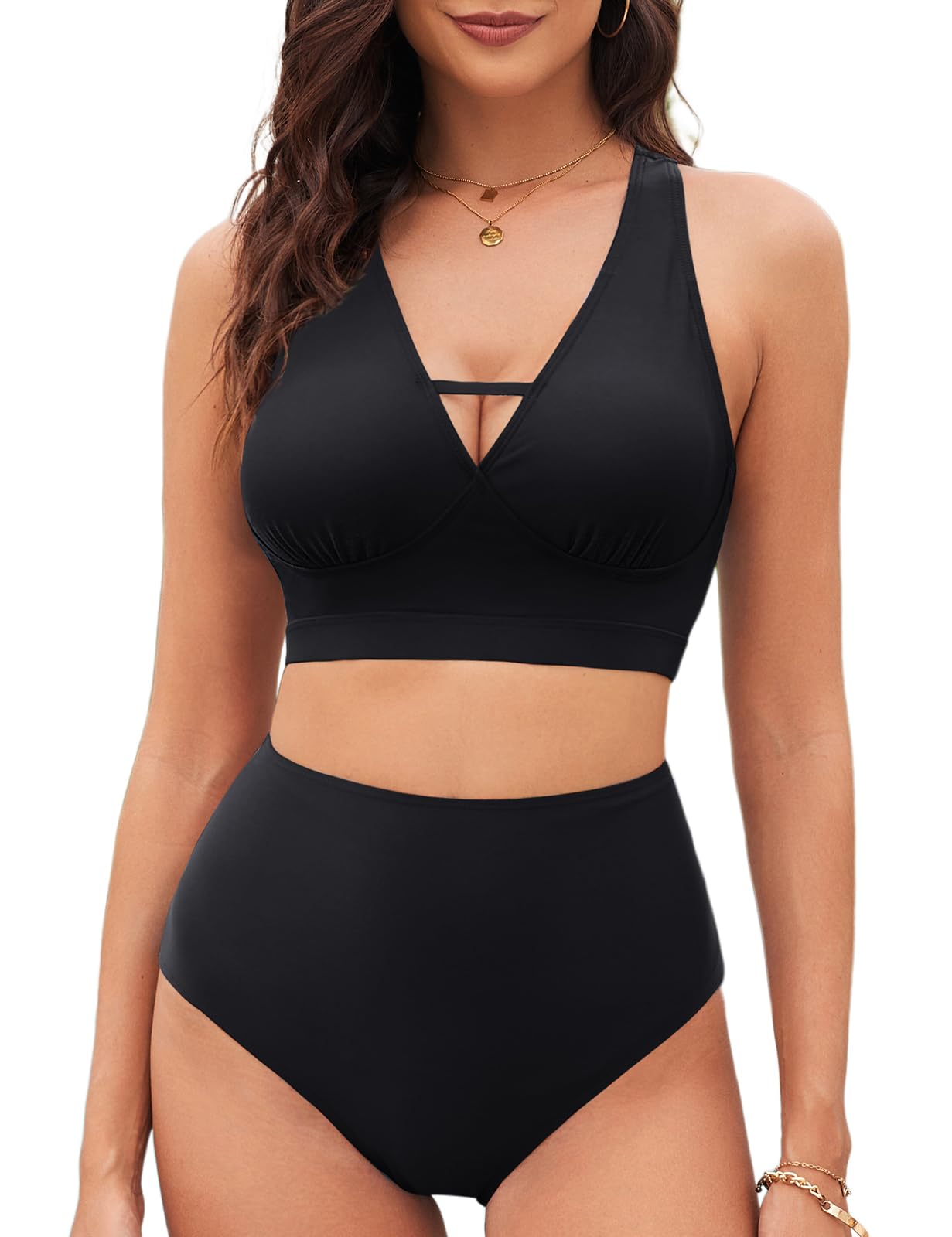 Tuopuda Conjuntos de Bikinis para Mujer Traje de baño de Mujer de Dos Piezas Estampado Floral Cuello en V Push Up Bañadores Halter Bikini Set Ropa de Baño
