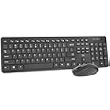 Wireless Keyboard and Mouse Combo - Rii Standard Office PC Keyboard and Optical Wireless Mice (Black)