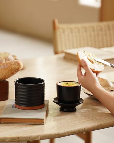 Miniatura 3 de KILNGPT - Mantequilla de mantequilla, plato de mantequilla de cerámica para mantequilla untable, colección Torsade - Negro neutro