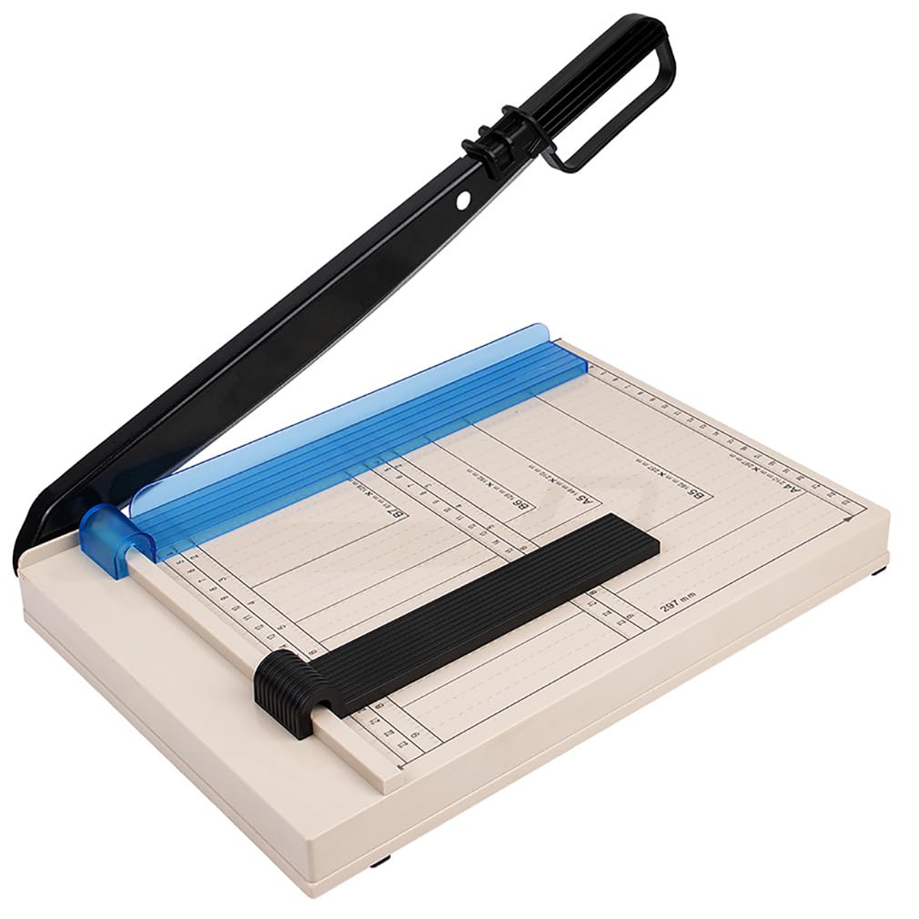 Cortador y recortador de Papel con protección de Seguridad Capacidad para 15 Hojas Base de Metal Resistente cartulina, cartón, Vinilo, Manualidades y Fotos Guía magnética incluida