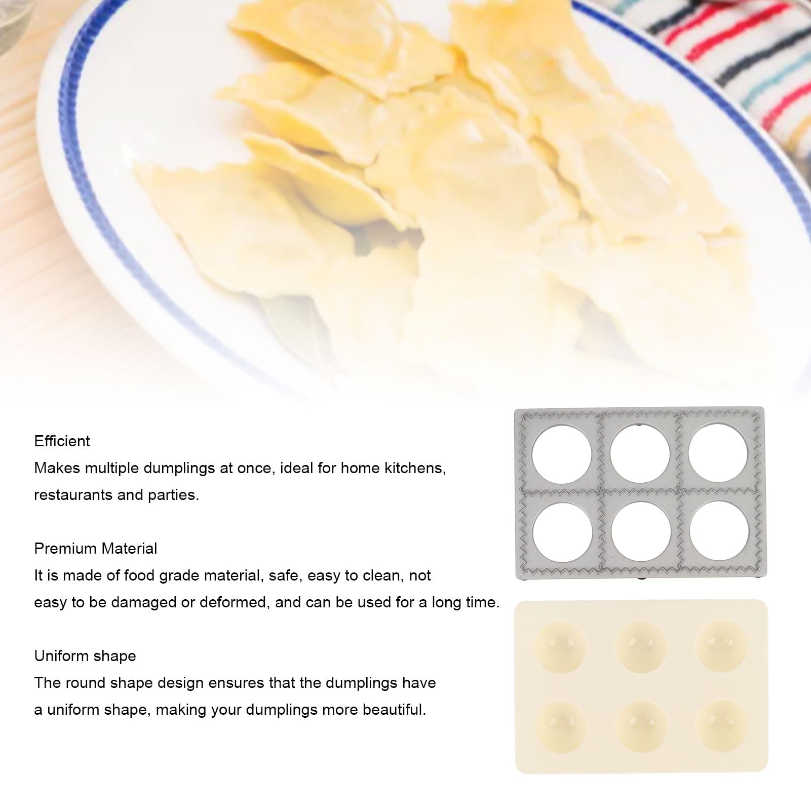 Ravioli Maker Pressa per Ravioli Pasta Maker 6 Fori Lega di Alluminio ABS Facile da Usare per la con Design Rotondo Adatto per Alimenti