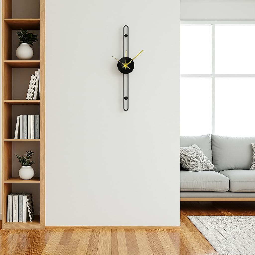 ساعة حائط معدنية بتصميم إسكندنافي بسيط وبعقارب شكل إبرة ذهبية ... - view 5