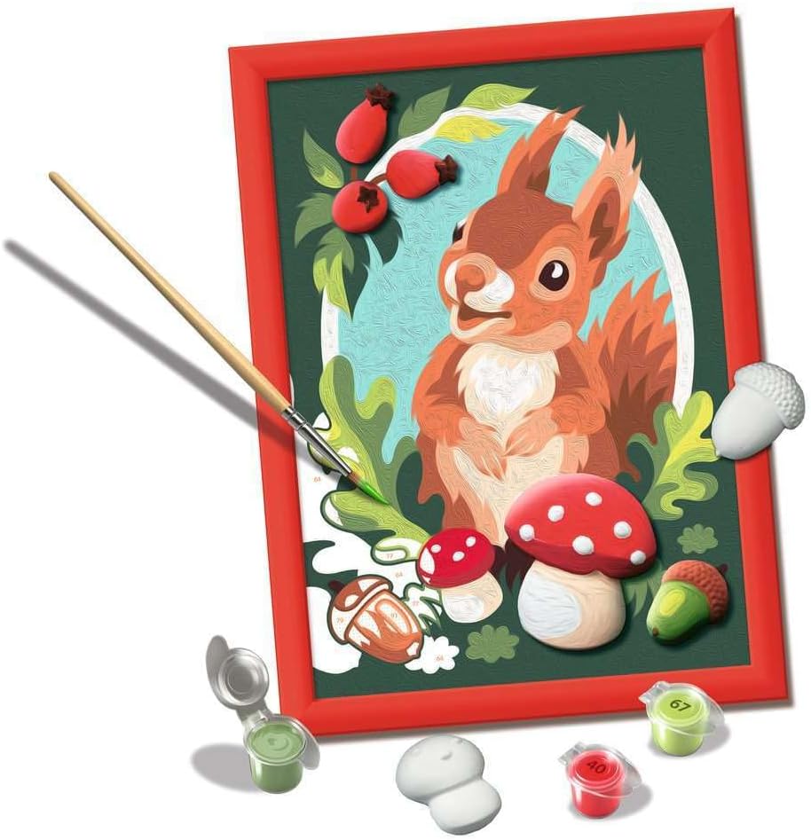 Ravensburger CreArt 12023068 - Love Squirrel - Painting by Numbers from 9 Years, Painting Set with Frame, Brush and Acrylic Paints, Gift for Girls and Boys, Cast Plaster