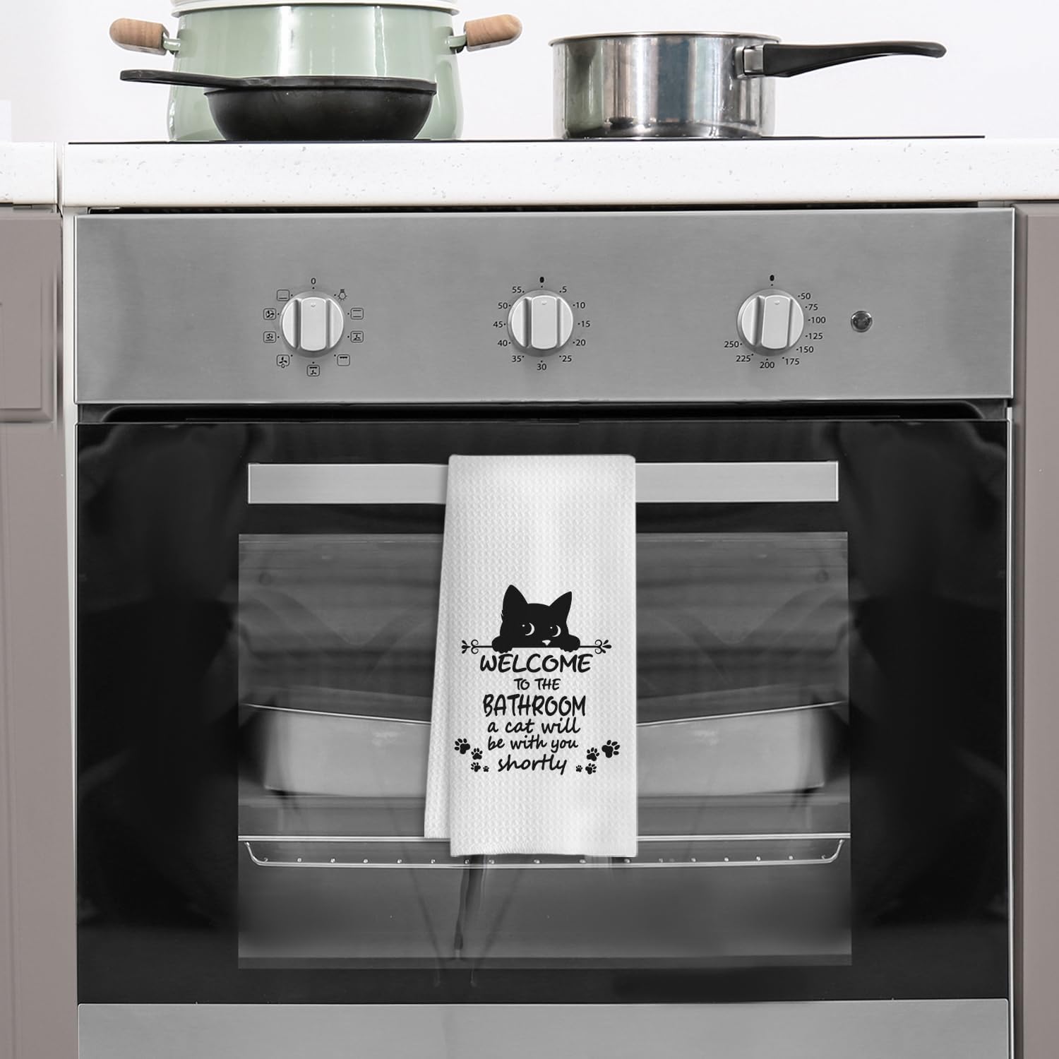 Funny Black Cat Bathroom Hand Towels, Cats Lover Dad Mom Gifts, Welcome to The Bathroom a Cat Will Be with Decorative Hand Towels for Bath Room Washroom Toilet Restroom, 16x24 Inches - Image 5