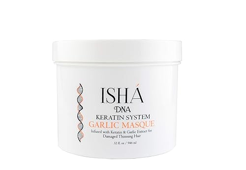 ISHA DNA Keratin System - Máscara de ajo con queratina y extracto de ajo para adelgazar el cabello dañado detiene la pérdida de cabello y promueve ISHA DNA Keratin System - Máscara de ajo con queratina y extracto de ajo para adelgazar el cabello dañado detiene la pérdida de cabello y promueve