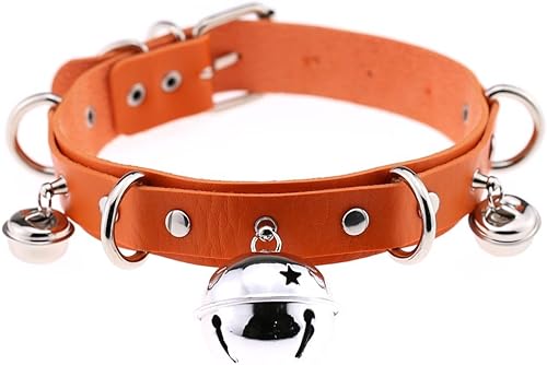 Multicolor PU Simulated Leather Black-tone Silver-tone 4cm Large Bell Rivets Neckband Choker Necklace