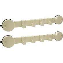 4-Hook Suction Cup Wall Mounted Coat Rack - Heavy Duty Vacuum Hooks, No Drill Removable Hanger for Towels, Bags, Jackets in Bathroom, Kitchen, Entryway, Cream White