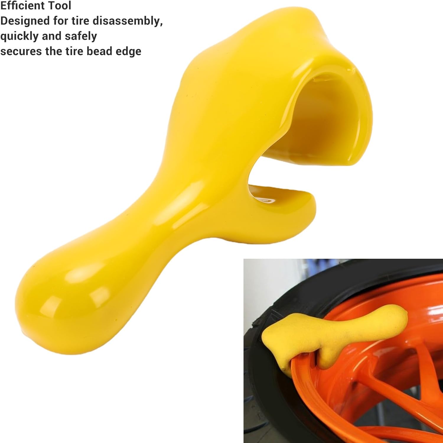 Aramox Rubber Coated Tire Bead Keeper, Anti Scratch, Cast Iron, Yellow, for Tire Changer, Universal Fit