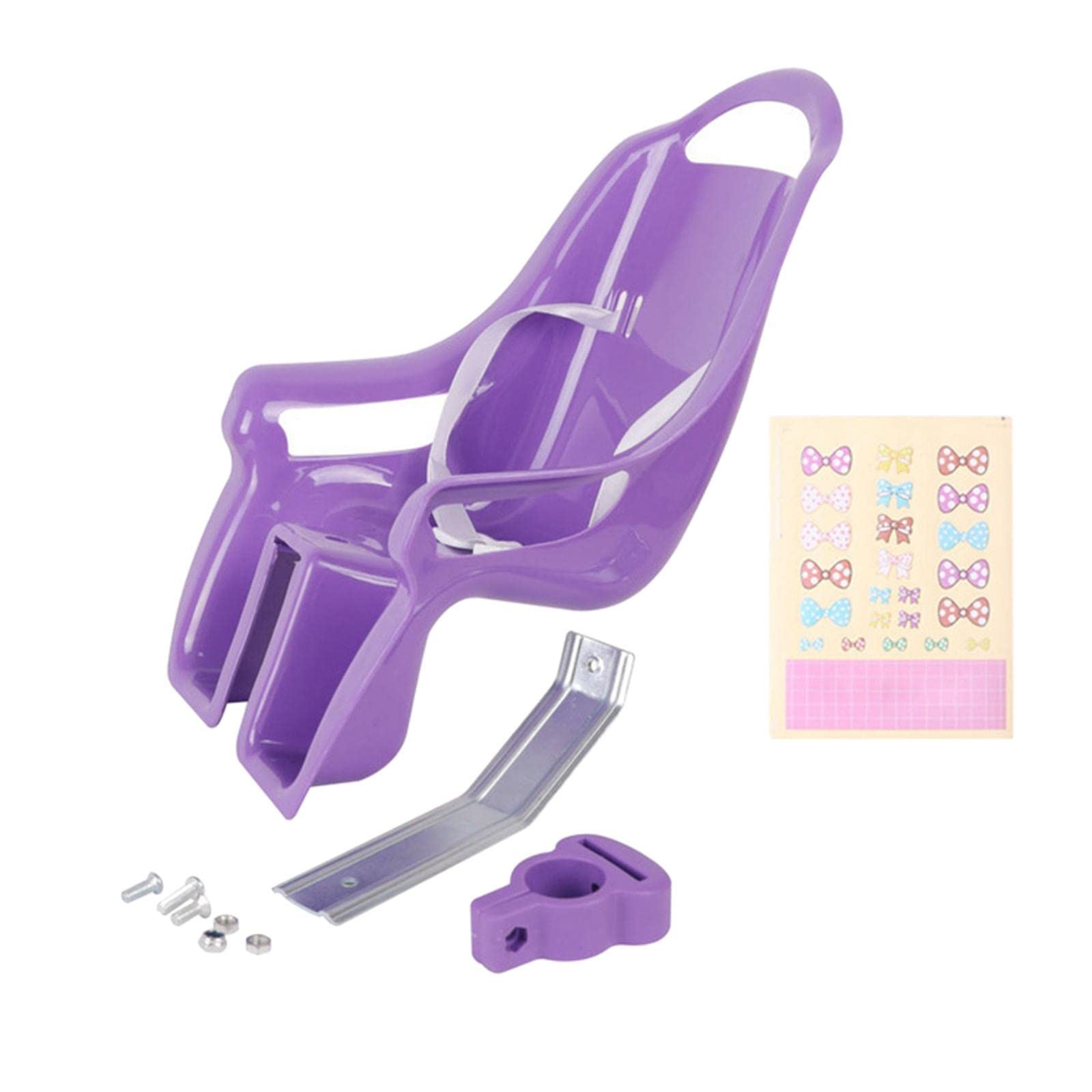 Harilla Girls Bike Doll Seat, Doll Bicycle Chair for Girls with DIY Decals, Universal Bike Accessories for Doll, Purple