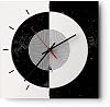 Modern Wanduhr Abstraktion Rad Schwarz und Weiß 40x40cm Quadrat Groß Wand Uhr Glas Analog Zimmeruhren Küche Büro Wohnzimmer Glasuhr Wall Clock Dekoration Design Wanddekoration Küchenuhr C3AC40x40-4316