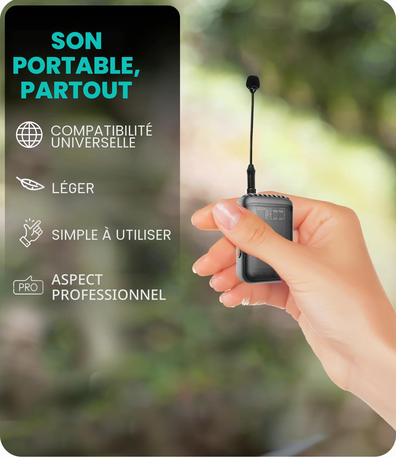 Movo MV-M101 Microphone Lavalier Omnidirectionnel à Col de Cygne – Compatible avec Les Émetteurs sans Fil DJI Mic/Rode Wireless Go Series – Micro-Cravate pour Interviews et Créateurs de Contenu