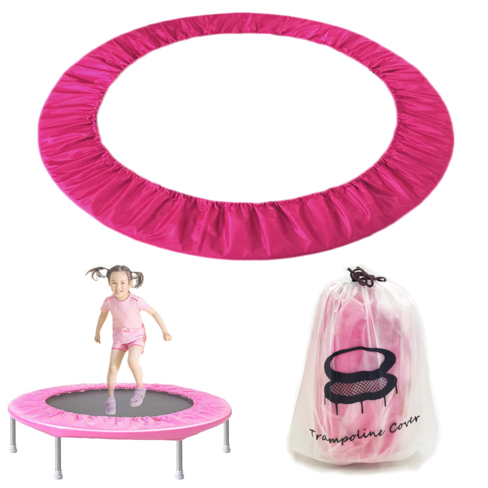 Trampoline Spring Cover 40 Inch Replacement Safety Pad for Mini Trampoline 3 Layer Protect Tear-Resistant Oxford Cloth Easy to Install Replacement for Home, Gym (Pink)