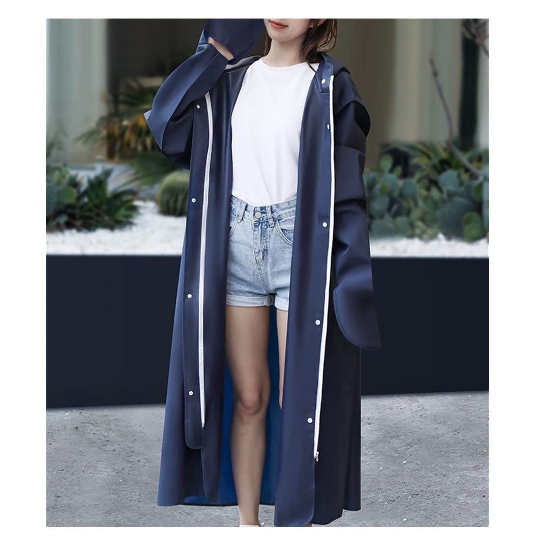 RUVOO Poncho Antipioggia Poncho Pioggia Impermeabile da Bicicletta per Uomo Donna Adulto Poncho Eva con Cappello Impermeabile Lungo Impermeabile Poncho Impermeabile (Blue : Blu, Size : M)