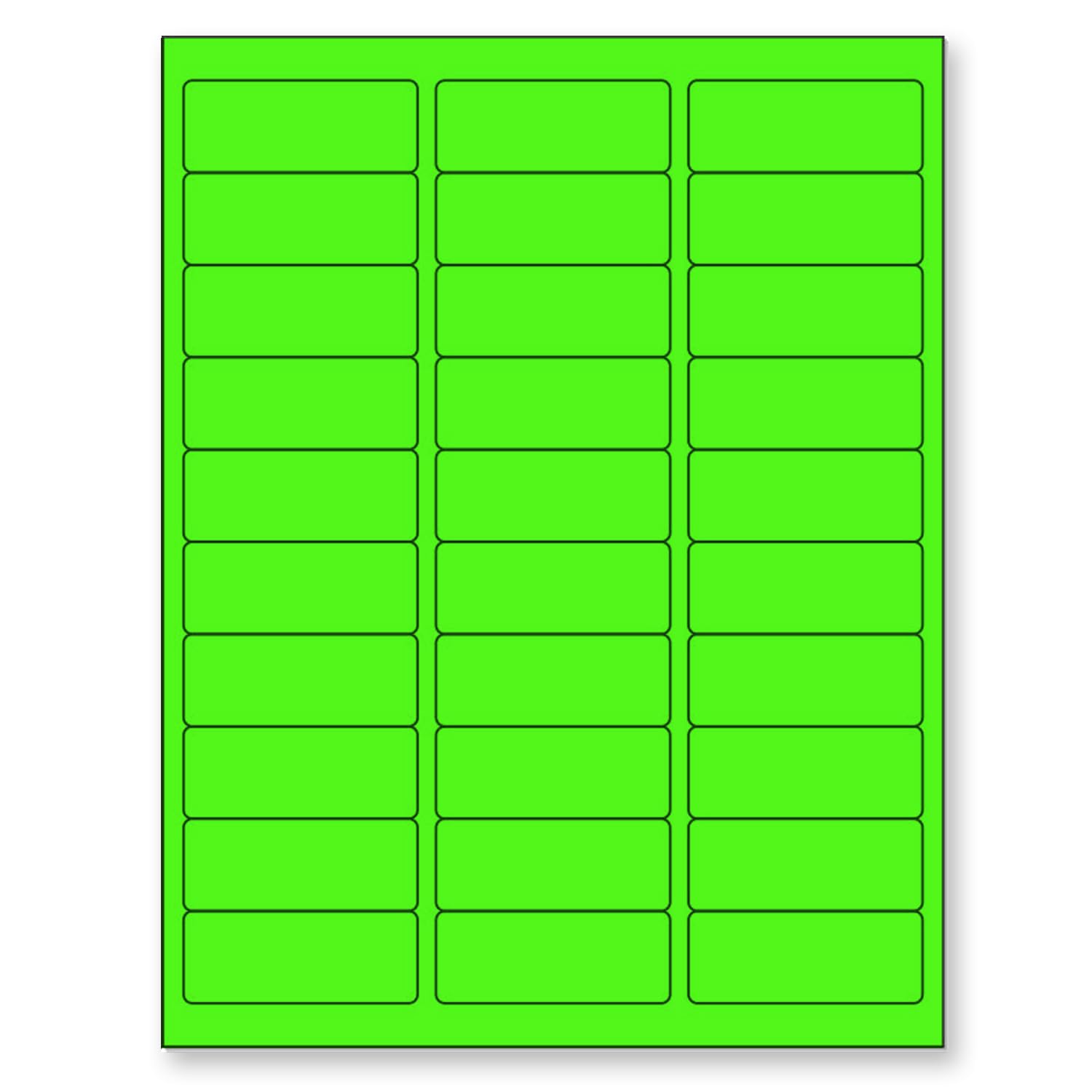 NextDayLabels - 8-1/2 x 11" Neon Color High Light Fluorescent Labels for Laser & Inkjet Printer (Green Fluorescent, 1" x 2-5/8" - 30 Per Page | 750