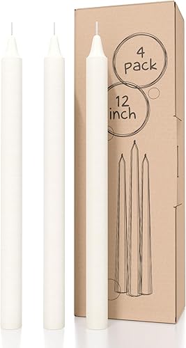 Miniatura 25 de CANDWAX Velas cónicas color marfil, paquete de 4, 10 pulgadas, sin perfume, velas de cena y mesa, combustión lenta, sin goteo y sin humo