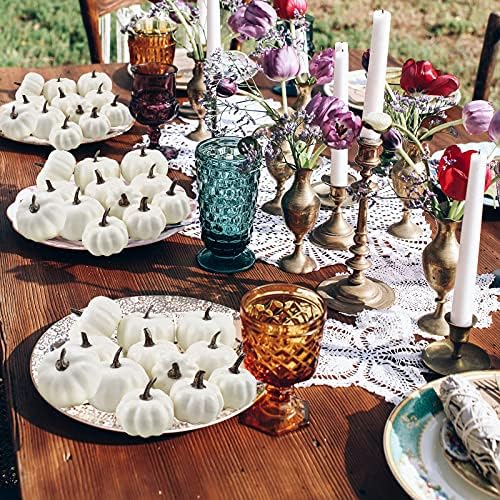 CPYGMXI Artificial Pumpkins, 12Pcs Lifelike Foam Simulation Pumpkins Set, Fall Harvest Halloween Thanksgiving Decorations, White Pumpkin Shooting Props Crafts