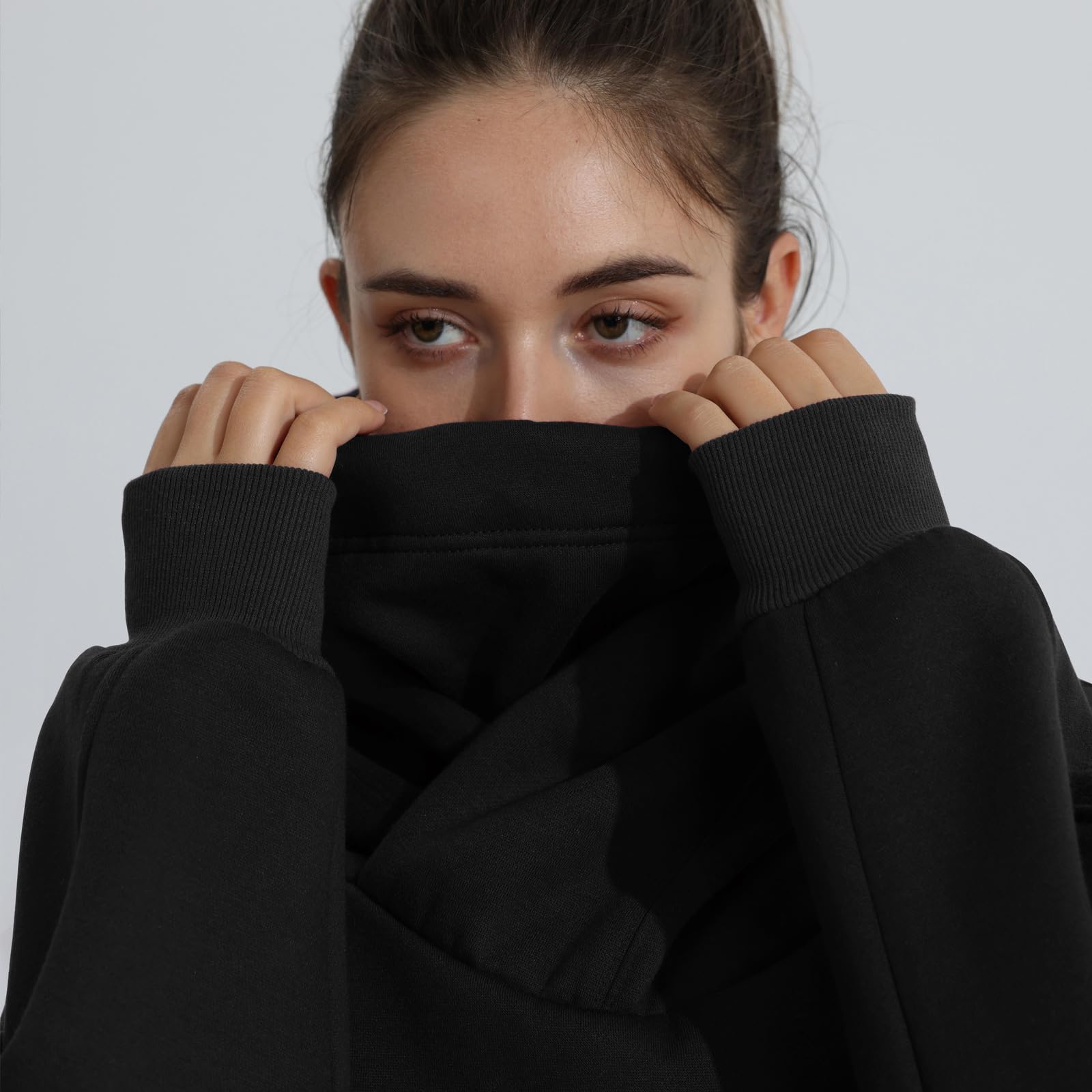 Sudaderas con Capucha para Mujeres con Bufanda Suave Suéter Algodón Oversized Casual Hoodie Otoño e Invierno