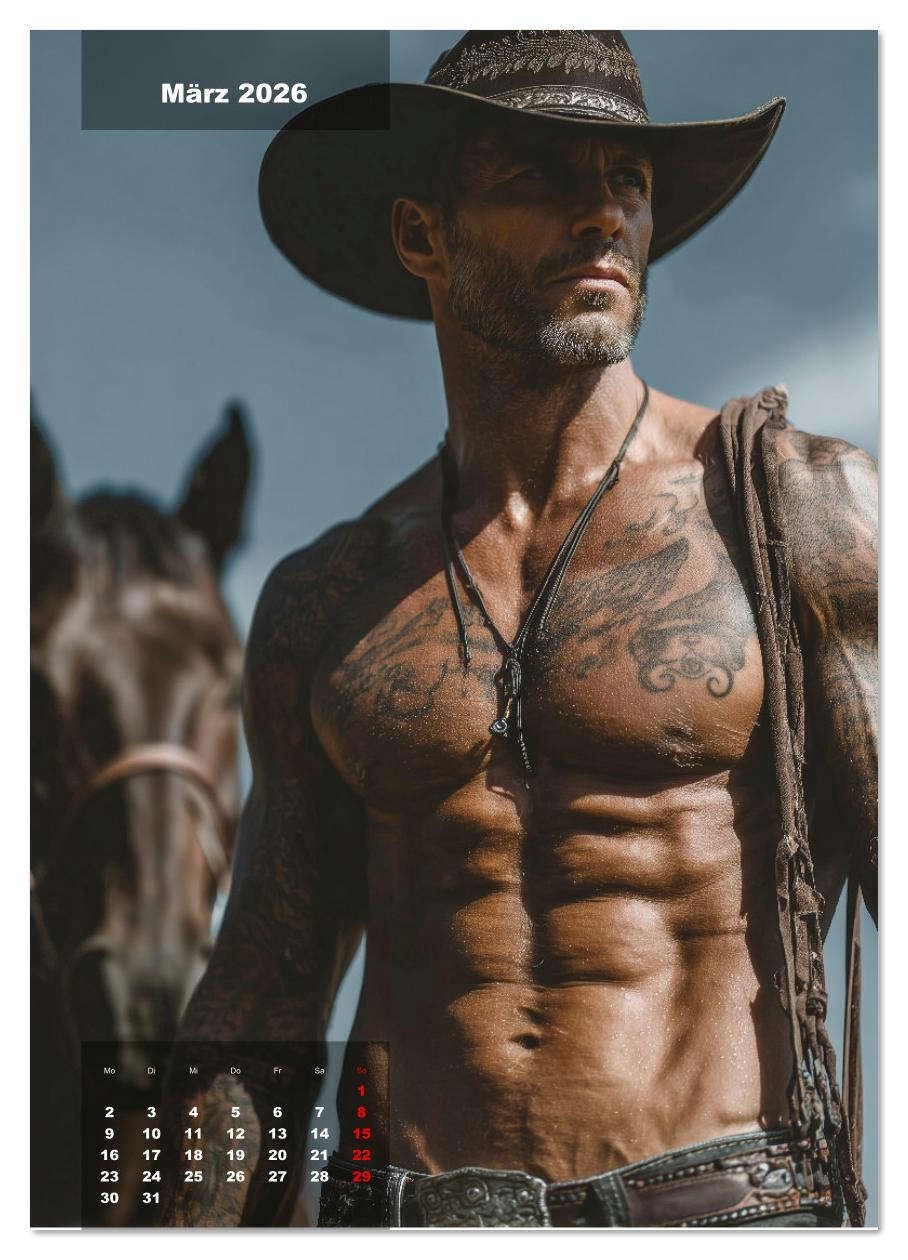 GEILE HENGSTE - Sexy Cowboys mit Ihren Pferden im Männerkalender (Wandkalender 2026 DIN A3 hoch), CALVENDO Monatskalender: Sexy Cowboy Kalender: ... Momenten mit Bart und Hut. (CALVENDO Erotik)