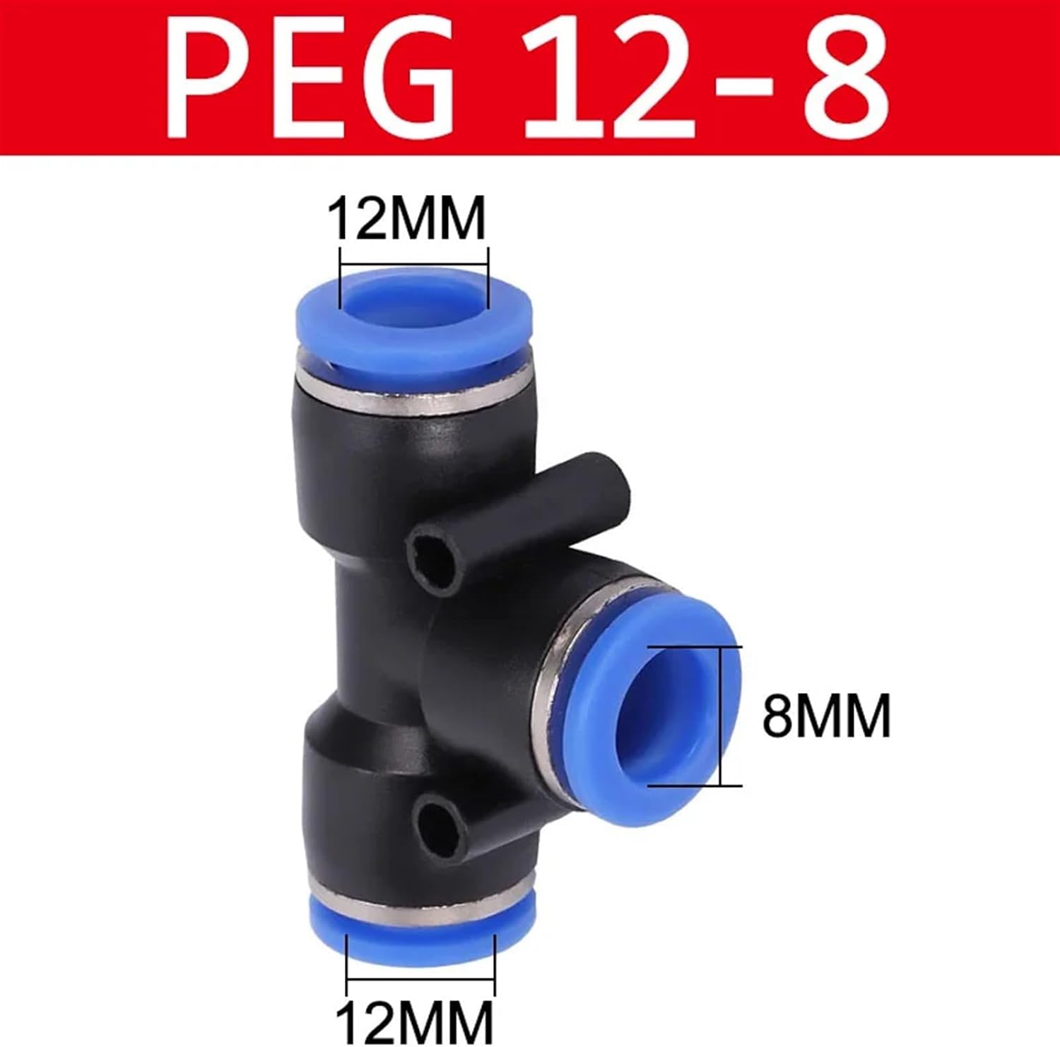 50/100PCS Pneumatic Fittings Quick Connector Air Hose Tube Connectors Plastic PE PEG 4mm 6mm 8mm 10mm 12mm Push Into Pluglug (Color : PEG 12-8, Size : 50 PCS)