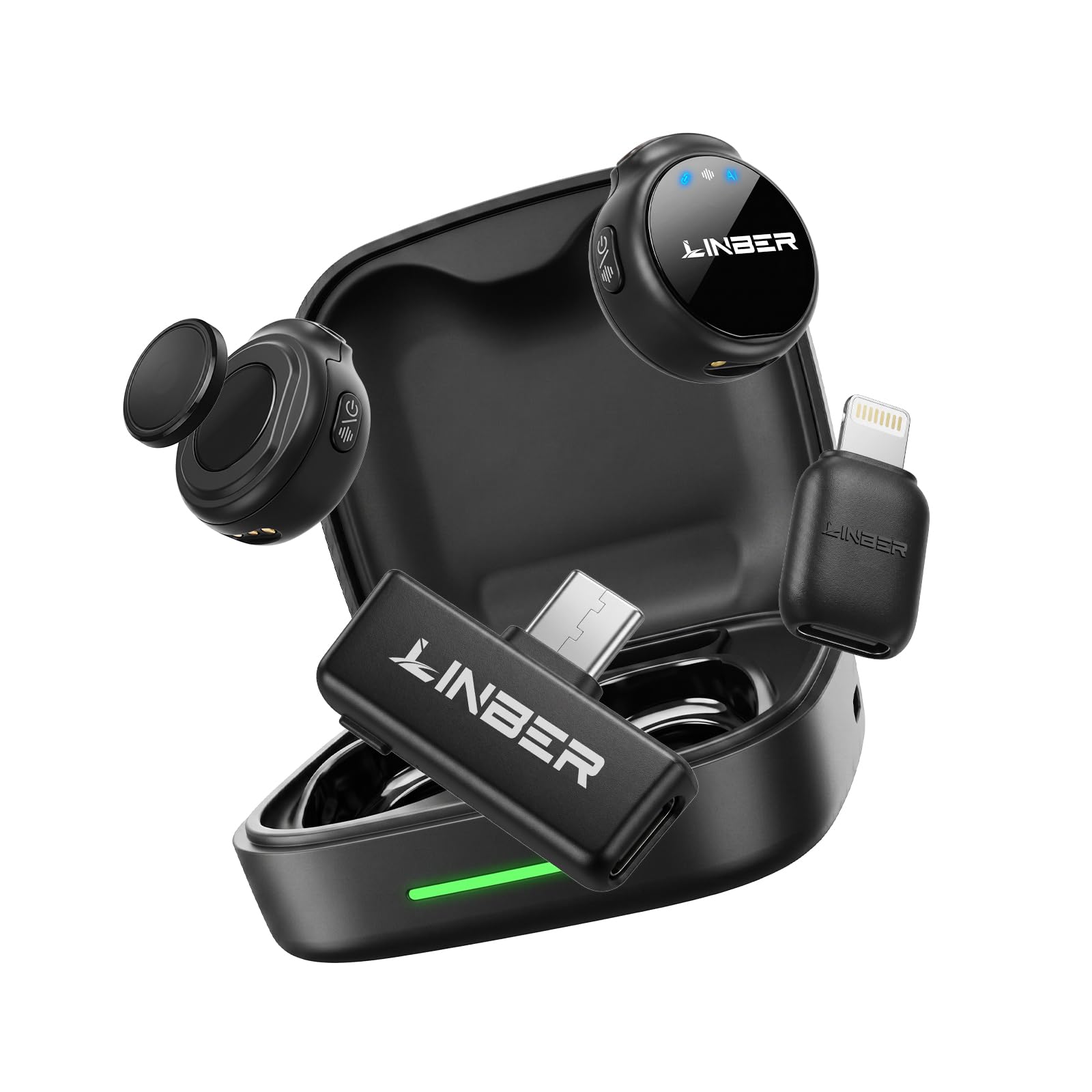 Micrófono lavalier inalámbrico para iPhone, Mini magnético | Cancelación de ruido IA, conexión rápida, batería 6h, ideal para Vlogs, entrevistas y directos