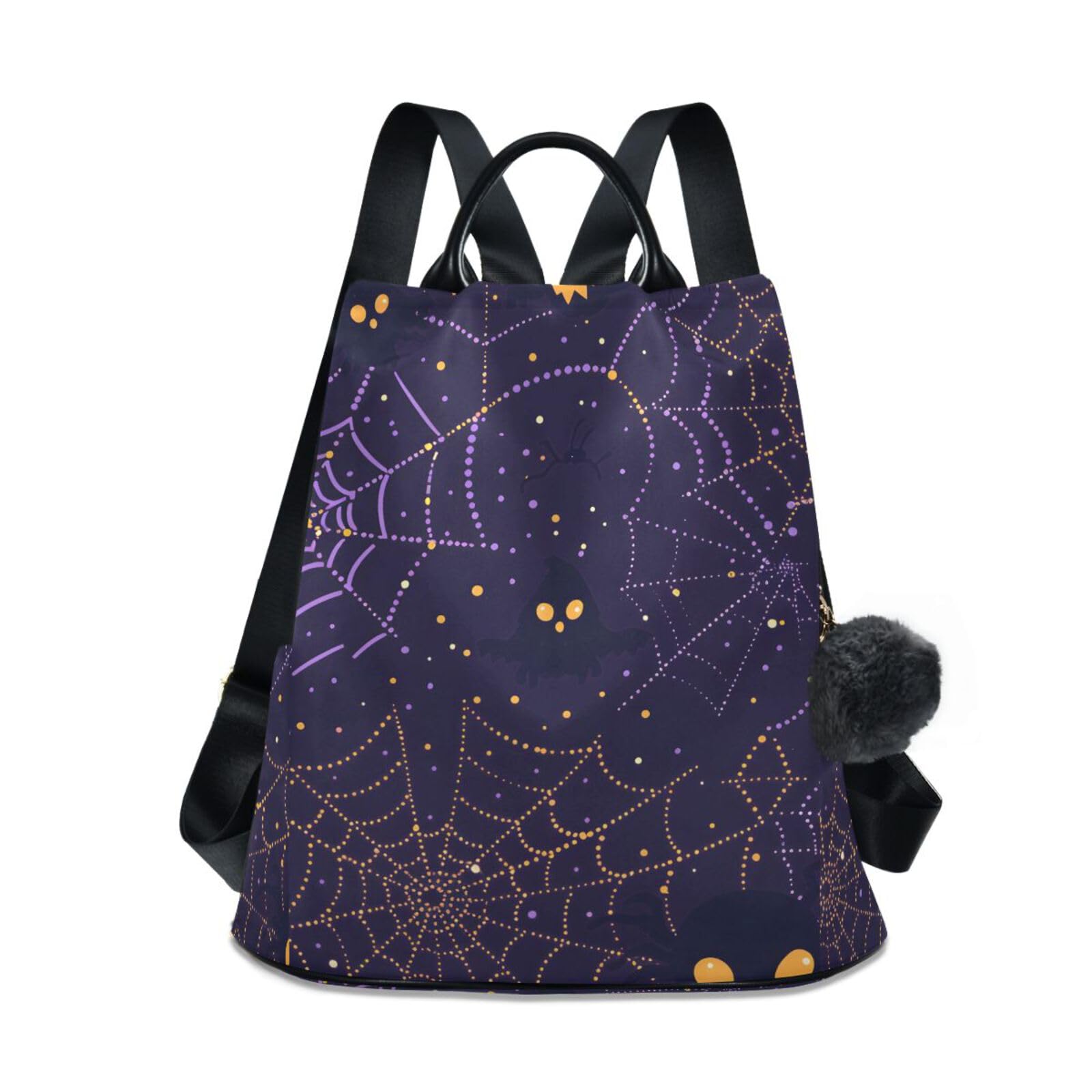 Halloween Spiderwebs Pumpkins Backpack for Women Anti Theft Large Fashion Travel Shoulder Bag Purse Rucksack Lightweight