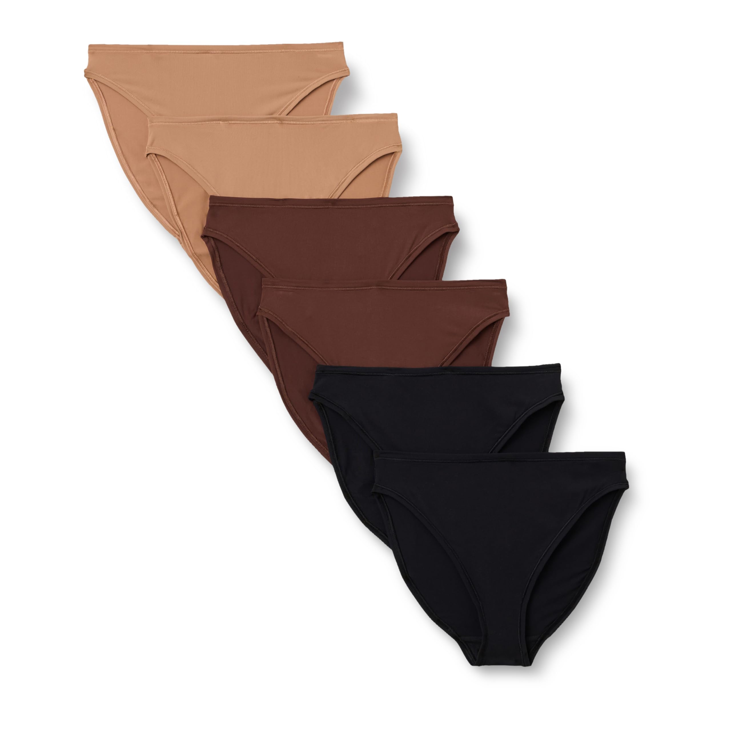 Amazon Essentials Womens Peached Microfiber High Waisted High Leg Panty Pack of 6